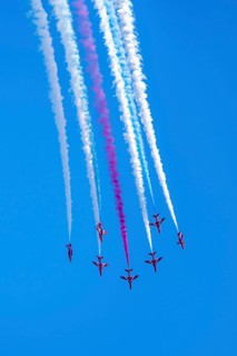 Red Arrows, Royal Air Force Aerobatic Team, Airshow 2024, Teignmouth, Devon, England, United