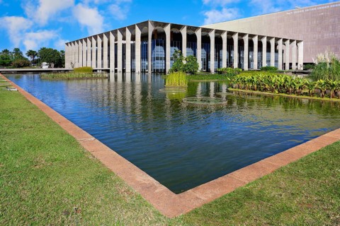 Foreign Ministry building, Itamaraty Palace or Palace of the Arches, designed by Oscar Niemeyer,
