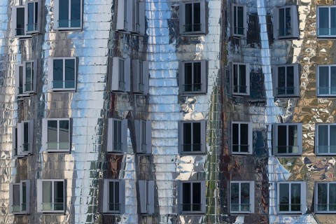 Gehry buildings, Media Harbour, Neuer Zollhof, Düsseldorf, North Rhine-Westphalia, Germany, Europe