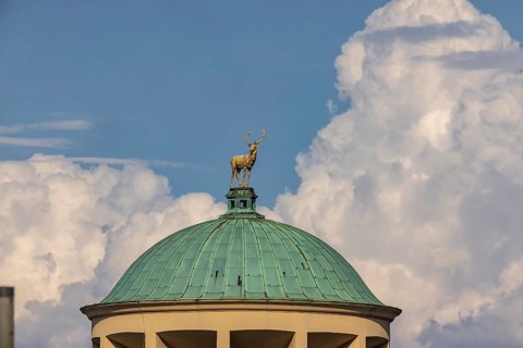 Kunstgebäude Stuttgart, Württembergischer Kunstverein. Striking building on Schlossplatz with dome