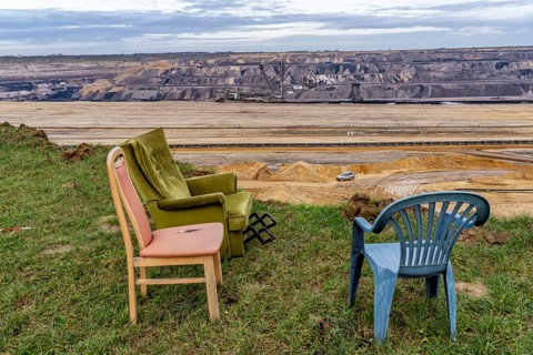 Edge of the Garzweiler II open-cast lignite mine, at the village of Lützerath, the last village to