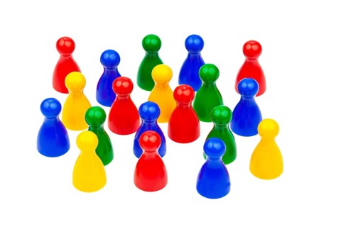 Integration through togetherness in society. Equal rights and harmony in the team. Colourful