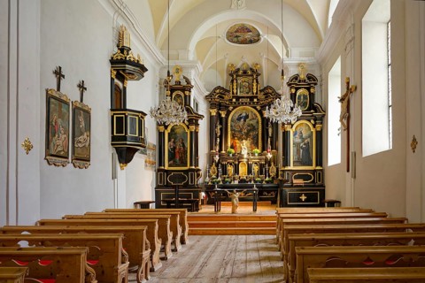 Maria Waldrast pilgrimage monastery of the Servite Order, pilgrimage church, interior view, Matrei