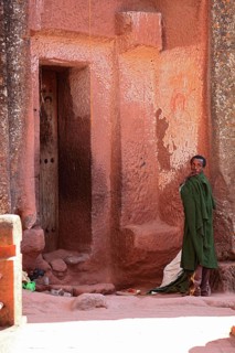 Lalibela, near the eastern group of rock-hewn churches, entrance to the double church of