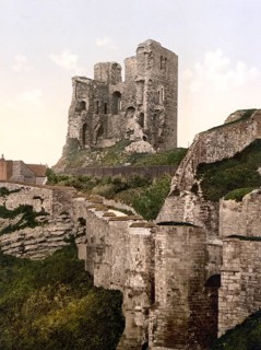 The fortified tower of Scarborough Castle, Yorkshire, England, the fortified tower of Scarborough