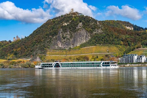 Drachenfels, a mountain in the Siebengebirge on the Rhine between Bad Honnef and Königswinter, with