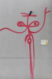 Stick figure, abstract figure, line drawing by street artist Harald Naegeli, sprayer from Zurich,