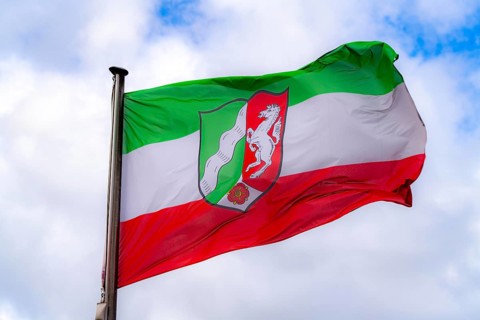 Waving North Rhine-Westphalia, North Rhine-Westphalia flag