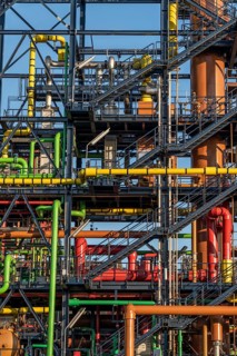 Coking plant of HKM, Hüttenwerke Krupp-Mannesmann in Duisburg-Hüttenheim, chemical plants, white