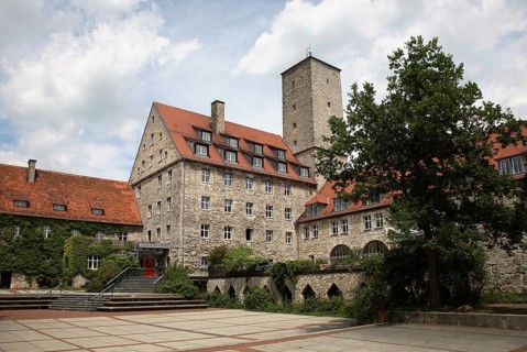 Feuerstein Castle, a modern building ensemble in the style of a castle near Ebermannstadt in the