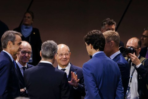 NATO summit meeting in Washington. Olaf Scholz (SPD), Federal Chancellor, pictured in front of the