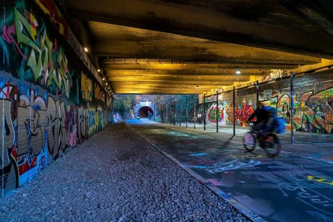 The Nordbahntrasse, a cycle path, footpath, on a former 22 km long railway line, along the