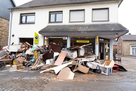 Flood in North Rhine-Westphalia, the village of Iversheim on the Erft was almost completely flooded