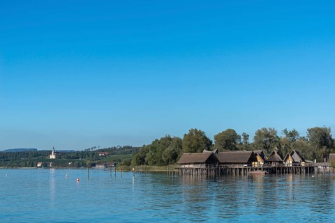 Unteruhldingen, Pfahlbaumuseum, Lake Constance, reconstruction, Stone Age, Birnau Monastery Church,