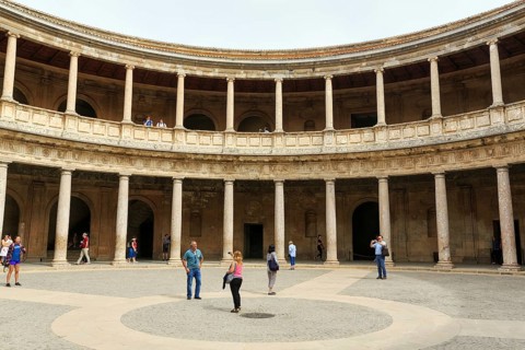 Palacio de Carlos V, Palace of Charles V, Renaissance palace in the Alhambra, gallery with columns