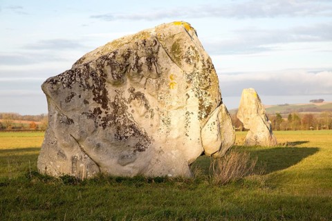 Adam and Eve standing stones, Longstone Cove, Beckhampton Avenue, Avebury, Wiltshire, England, UK