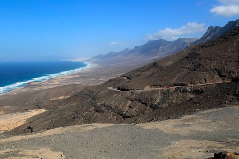 Viewpoint to Cofete beach Atlantic Ocean coast, Jandia peninsula, Fuerteventura, Canary Islands,