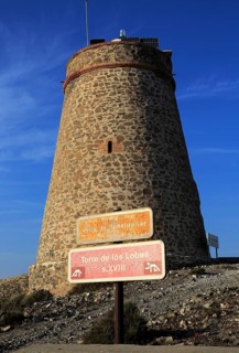 Torre Vigia de los Lobos watchtower, Rodalquilar, Cabo de Gata natural park, Almeria, Spain, Europe