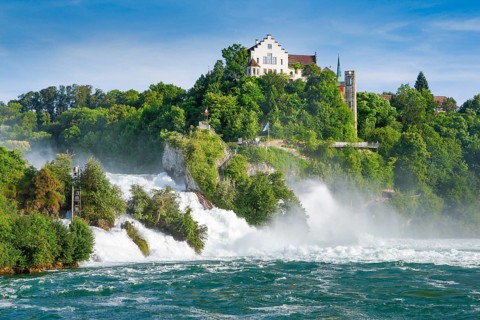 Rhine Falls with Laufen Castle, Switzerland, Europe