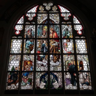 Church windows, stained glass from the 15th century, St Jakob's Church, built around 1400,