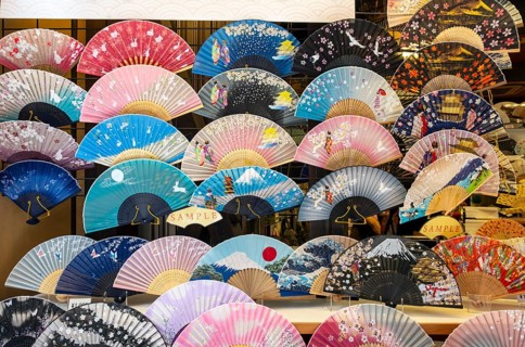 Japanese Folding Fans on display, Kyoto, Japan, Asia