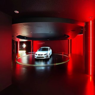 Interior view of the Seat Pavilion, Autostadt, Volkswagen AG, Wolfsburg, Lower Saxony, Germany,