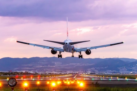 Japan Airlines JAL aircraft lands at Itami Airport (ITM) in Osaka, Japan, Asia