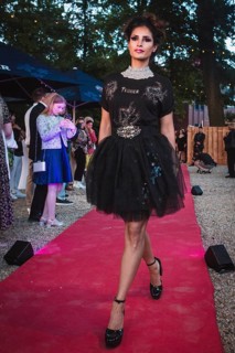 Model at Harald Glööckler's first Fashion Night for his new fashion collection Teuber by HARALD