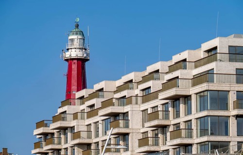 The Historic Lighthouse of Scheveningen, Apartment Building Lumen, 69 flats directly on the beach,