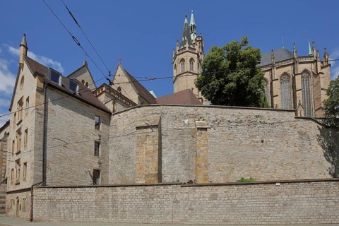 University building and UNESCO cathedral, Erfurt Cathedral, St Mary's Church, university, stone