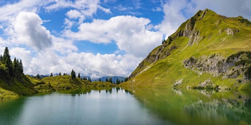 Seealpsee and Seeköpfle, 1919m, Allgäu Alps, Allgäu, Bavaria, Germany, Europe