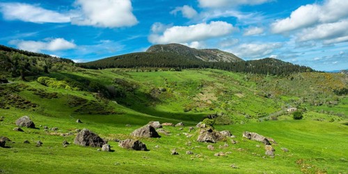 Lush Green Landscape of Mont Mezenc in in the Monts d'Ardeche Regional Natural Park,