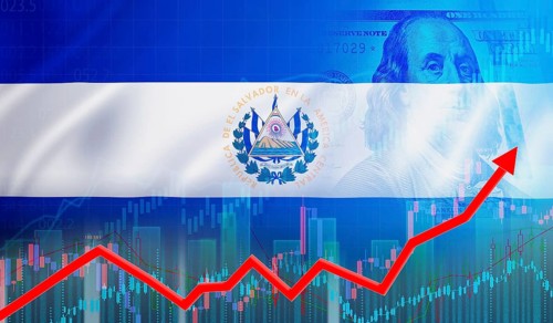 Growth of the economy of El Salvador on financial graph. Financial growth of El Salvador, economic