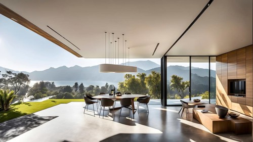 Modern residential house inspired by honeycomb hexagonal patterns, AI generated