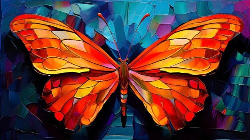 Abstract piece inspired by the iridescent scales of a butterfly highlighting how nature influences