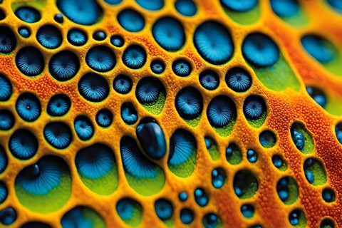 Nano material inspired by gecko feet with intricate patterns and vibrant colors representing