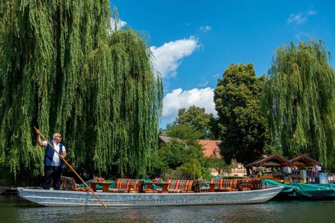 Spreewald barge for tourists, Lübben, Brandenburg, Germany, Europe