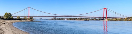 Panorama view from the left bank of the Rhine, western bank of the Rhine, of an earth-anchored