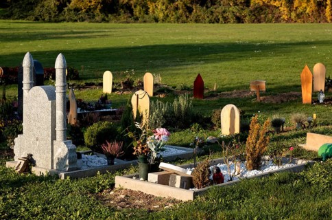 Muslim graves strictly orientated towards Mecca, mosque, main cemetery, Stuttgart,
