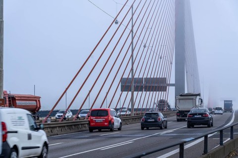 Friedrich-Ebert-Bridge over the Rhine near Bonn, also called North Bridge, motorway bridge of the