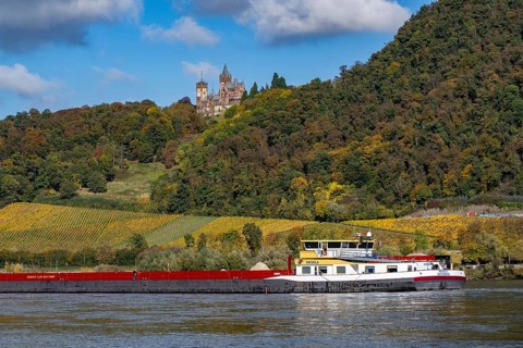 Drachenfels, a mountain in the Siebengebirge on the Rhine between Bad Honnef and Königswinter, with