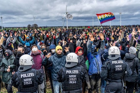 Violent clashes between thousands of demonstrators and the police, after a demonstration against