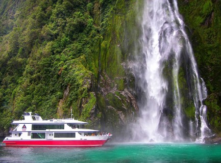New Zealand, Milford Sound, waterfall, Milford Sound, New Zealand, Oceania