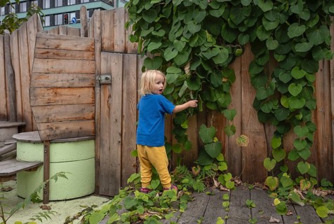 Little girl, 3 years, blonde, playing, adventure playground, playground, Stuttgart,