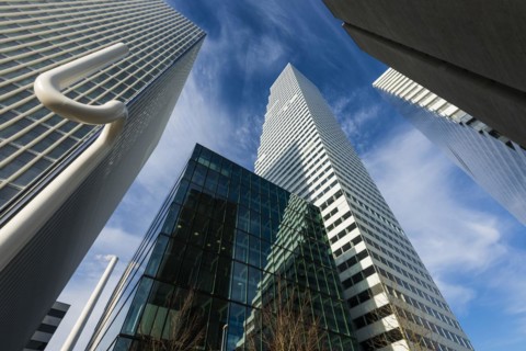 Modern architecture, high-rise buildings, Roche Towers, architects Herzog and de Meuron, Basel,