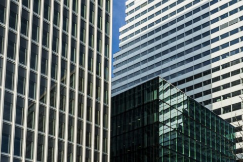 Modern architecture, high-rise buildings, Roche Towers, architects Herzog and de Meuron, Basel,