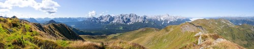 Alpine panorama, Carnic High Trail, view from the Carnic main ridge to the Sesto Dolomites, Carnic