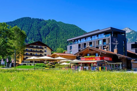 Hotels in front of the Karwendel, Pertisau am Achensee, Tyrol, Austria, Europe