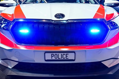 Police car electric blue light