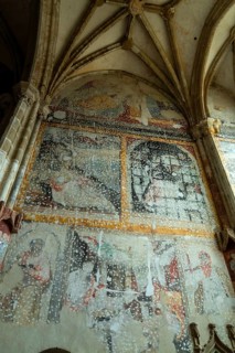 Saint-Antoine l'Abbaye labeled Les Plus Beaux Villages de France, wall painting in abbey church,